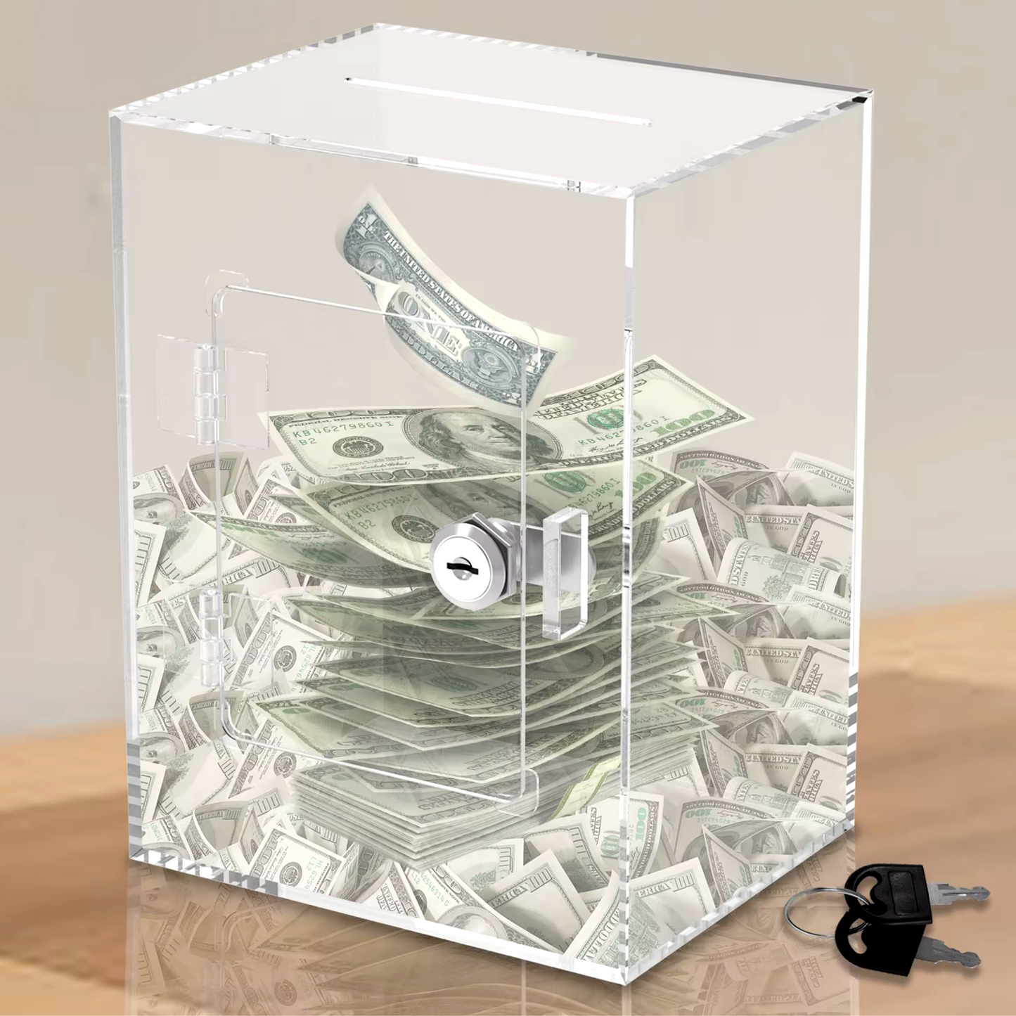 Lockable Acrylic Savings Box π